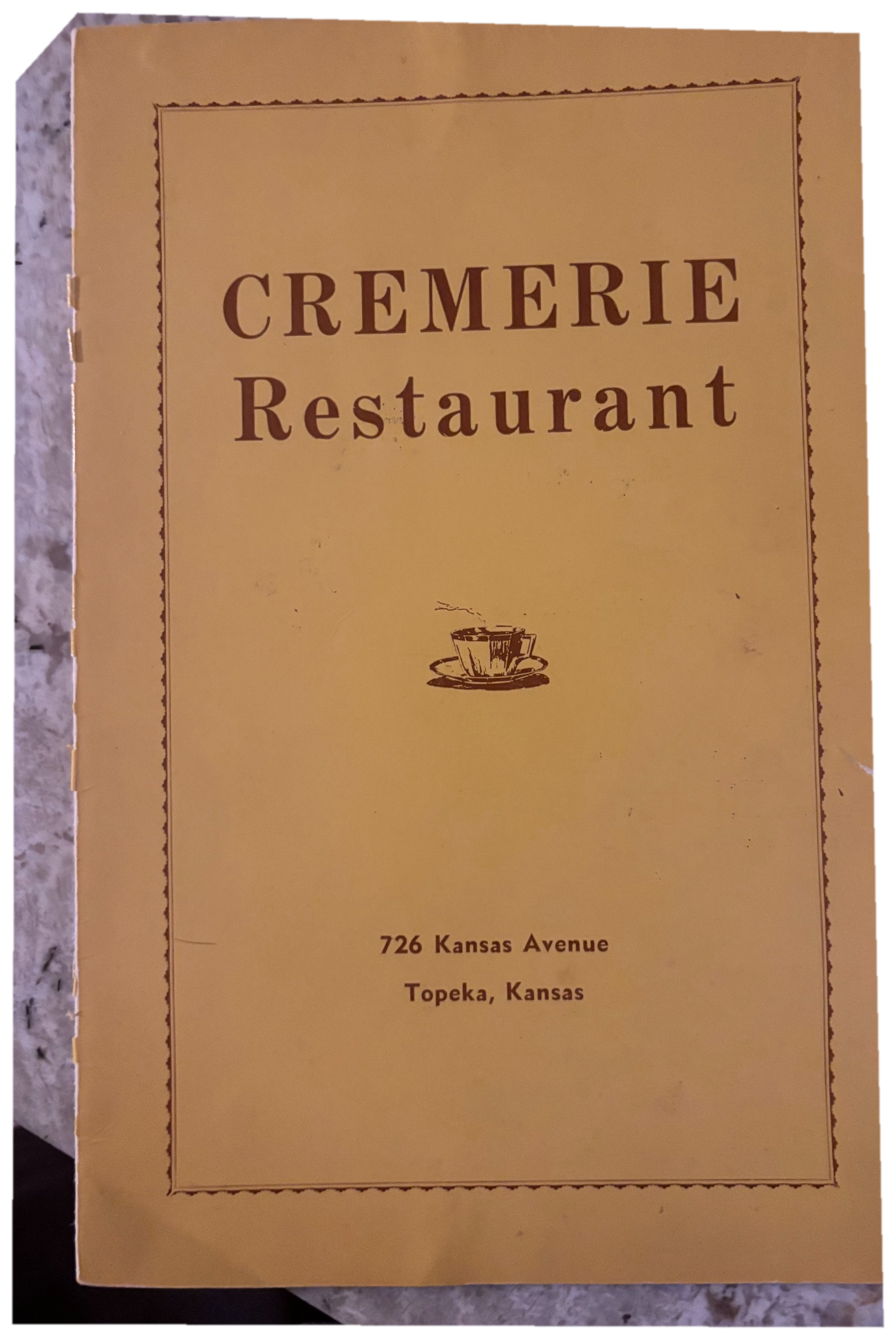 Cremerie menu cover